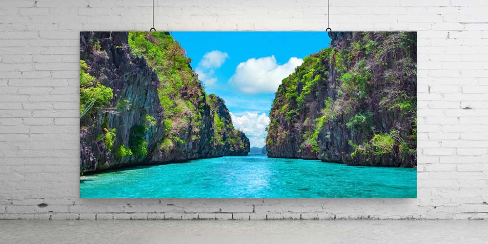 Büyük Ebat Tropikal Lagün ve Kayalık Geçit Duvar Dekoru 14045