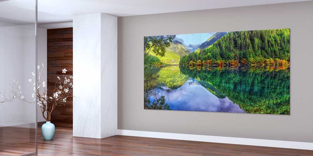 Yansımalı Göl ve Orman Manzarası Büyük Duvar Dekoru 14072