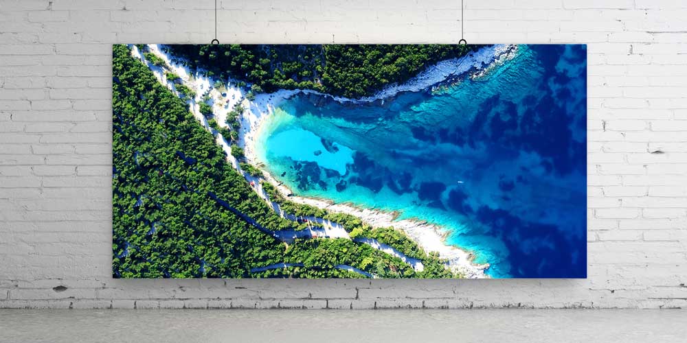 Tropik Sahil ve Turkuaz Deniz Panorama Büyük Ebatlı Duvar Dekoru 14077