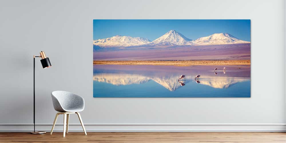 Yansımalı Dağlar ve Flamingolu Göl Büyük Ebat Duvar Dekoru 14115