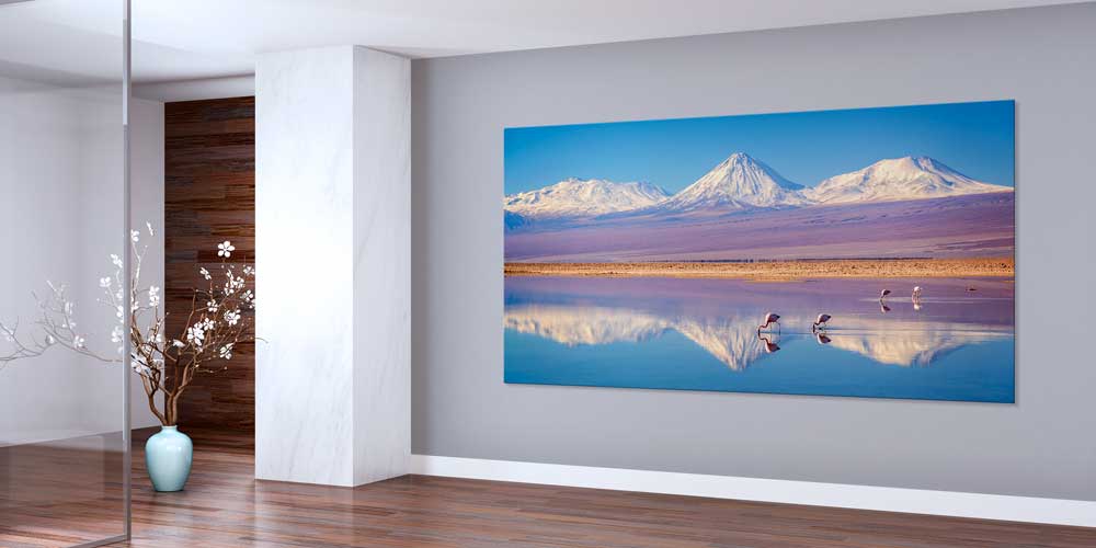 Yansımalı Dağlar ve Flamingolu Göl Büyük Ebat Duvar Dekoru 14115