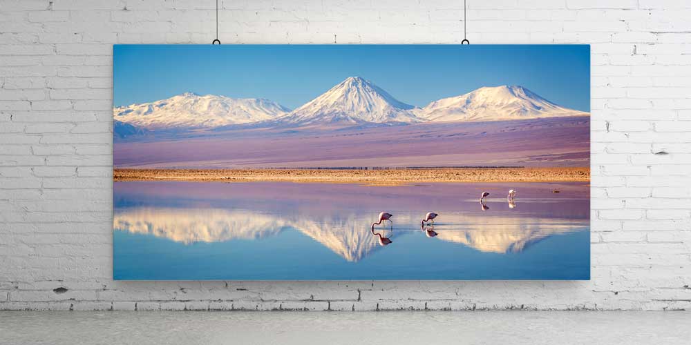 Yansımalı Dağlar ve Flamingolu Göl Büyük Ebat Duvar Dekoru 14115