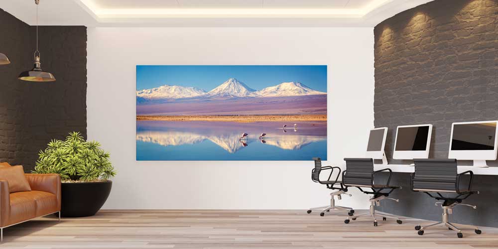 Yansımalı Dağlar ve Flamingolu Göl Büyük Ebat Duvar Dekoru 14115