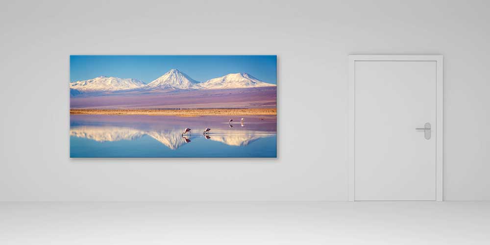 Yansımalı Dağlar ve Flamingolu Göl Büyük Ebat Duvar Dekoru 14115