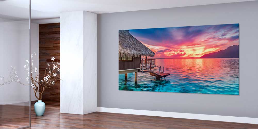 Gün Batımı ve Deniz Üzeri Bungalov Manzarası Büyük Ebat Duvar Dekoru 14116