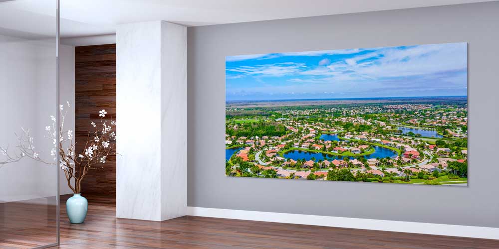 Kuş Bakışı Yerleşim ve Gölet Manzarası Büyük Ebat Duvar Dekor Ürünü 14161