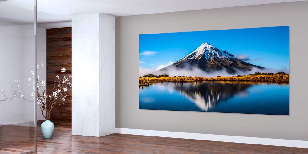 Göl Yansımalı Karlı Zirve Dağ Manzarası Büyük Ebat Duvar Dekor Ürünü 14183