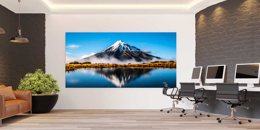 Göl Yansımalı Karlı Zirve Dağ Manzarası Büyük Ebat Duvar Dekor Ürünü 14183