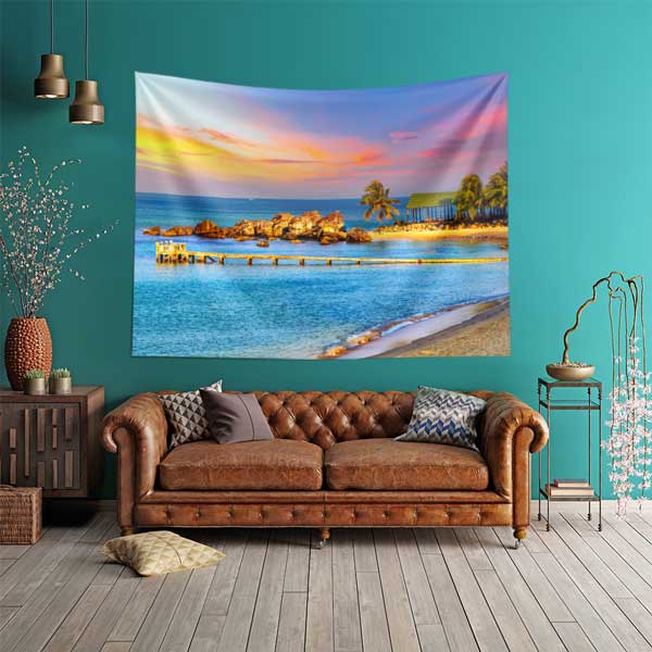 Tropikal Sahil Gün Batımı Duvar Örtüsü 14303