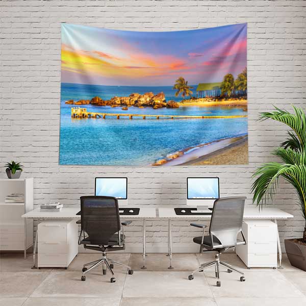 Tropikal Sahil Gün Batımı Duvar Örtüsü 14303