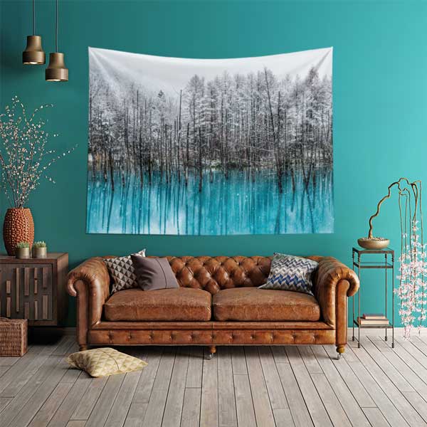 Karlı Orman ve Turkuaz Göl Duvar Örtüsü 14304