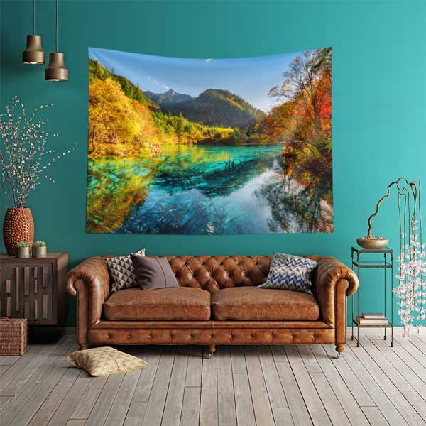 wall-design-art-14310-01 Sonbahar Göl Manzarası Doğa Temalı Duvar Örtüsü 14310