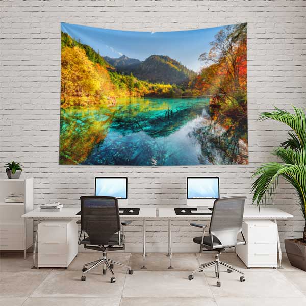 wall-design-art-14310-02 Sonbahar Göl Manzarası Doğa Temalı Duvar Örtüsü 14310