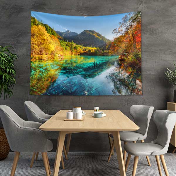 wall-design-art-14310-03 Sonbahar Göl Manzarası Doğa Temalı Duvar Örtüsü 14310