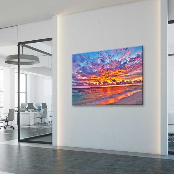 Alevli Gün Batımı Sahil Manzarası Kanvas Tablo 13346