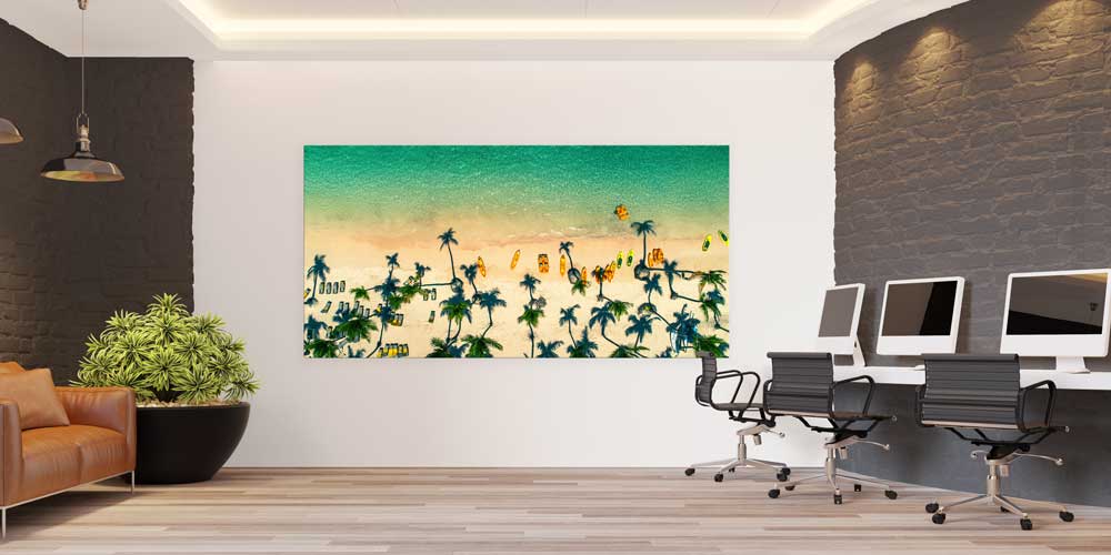 Büyük Ebat Tropikal Sahil ve Palmiye Duvar Dekoru 14052