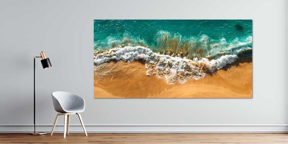 Kıyıya Vuran Dalgalar ve Kum Sahil Büyük Ebat Duvar Dekoru 14080