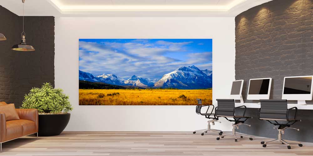 Altın Ova ve Karlı Dağ Sıraları Manzarası Büyük Ebat Duvar Dekor Ürünü 14185