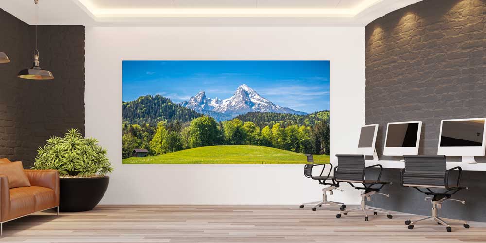 Alp Manzarası Yeşil Çayır Panoramik Büyük Ebat Duvar Dekoru 14212