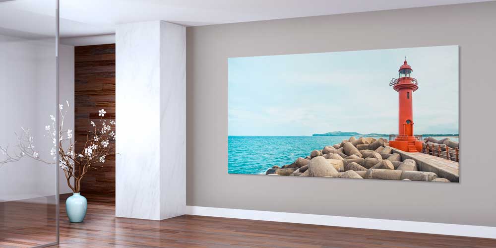 wall-design-big-size-14069-01 Kırmızı Deniz Feneri ve Mavi Sahil Büyük Duvar Dekoru 14069