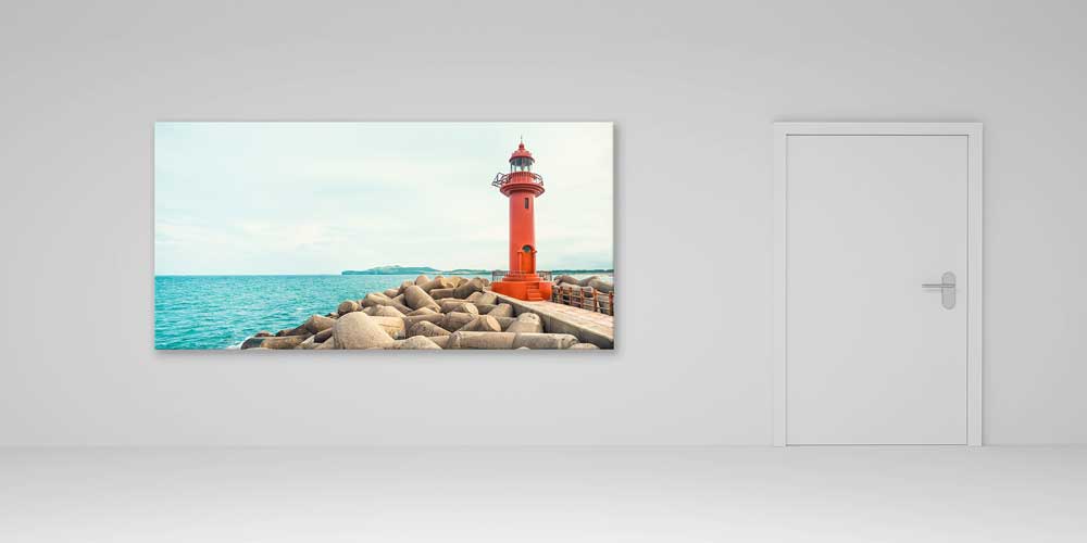 wall-design-big-size-14069-04 Kırmızı Deniz Feneri ve Mavi Sahil Büyük Duvar Dekoru 14069