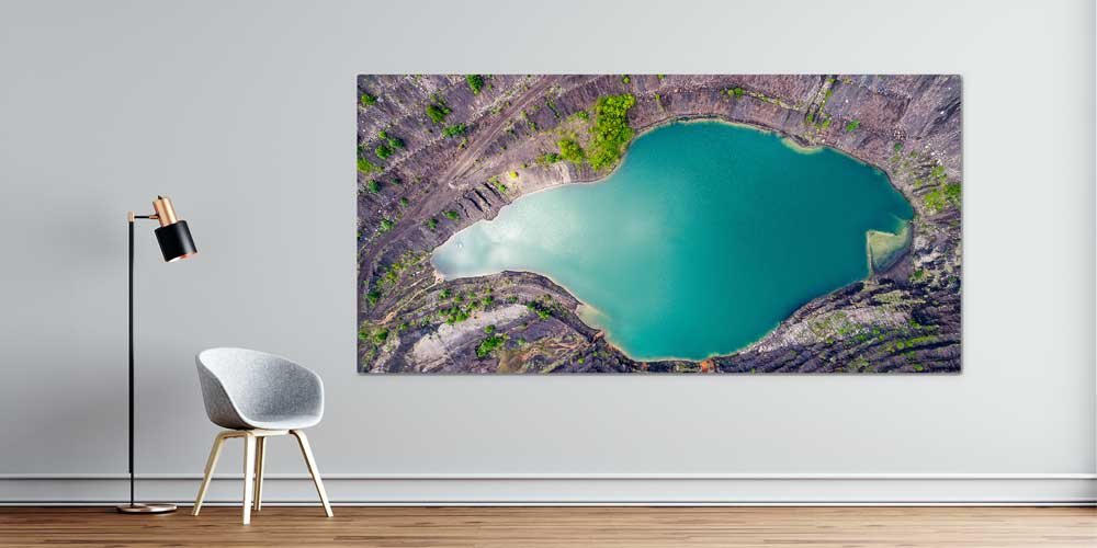 Turkuaz Krater Gölü Havadan Görünüm Panoramik Büyük Ebat Duvar Dekoru 14226