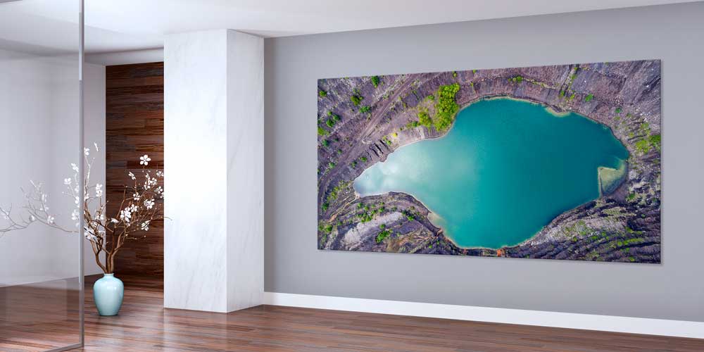 Turkuaz Krater Gölü Havadan Görünüm Panoramik Büyük Ebat Duvar Dekoru 14226