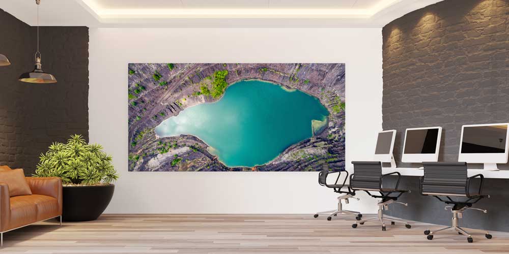 Turkuaz Krater Gölü Havadan Görünüm Panoramik Büyük Ebat Duvar Dekoru 14226