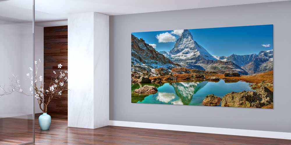 wall-design-big-size-14230-01 Göl Yansımaları ve Matterhorn Dağ Zirvesi Panoramik Büyük Ebat Duvar Dekoru 14230