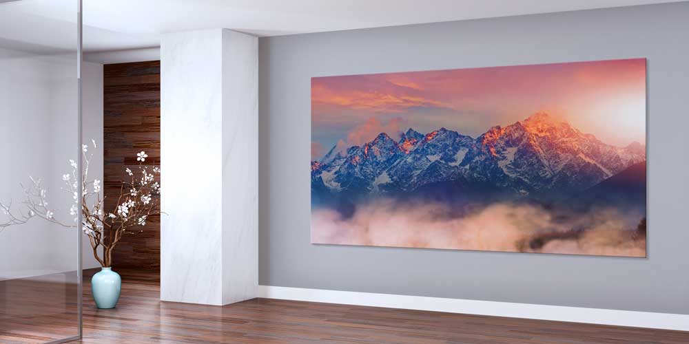 Gün Doğumu Sisli Dağ Zirveleri Panoramik Büyük Ebat Duvar Dekoru 14232
