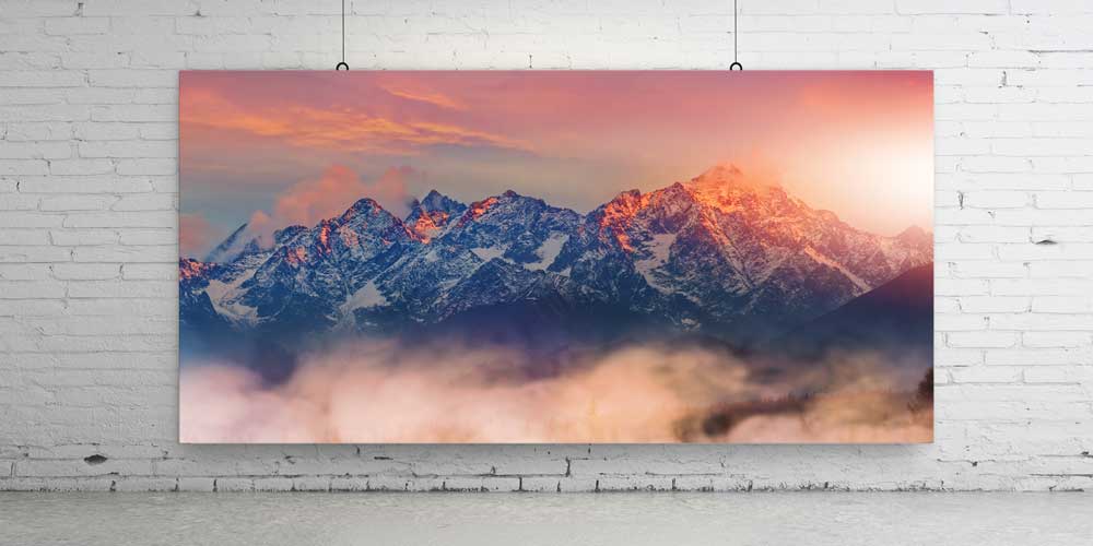 Gün Doğumu Sisli Dağ Zirveleri Panoramik Büyük Ebat Duvar Dekoru 14232