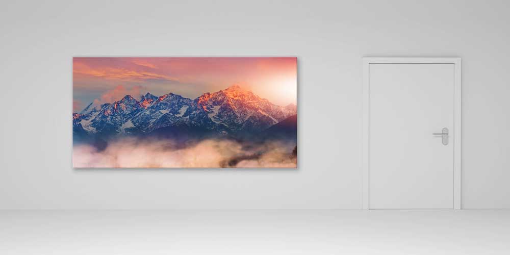 Gün Doğumu Sisli Dağ Zirveleri Panoramik Büyük Ebat Duvar Dekoru 14232