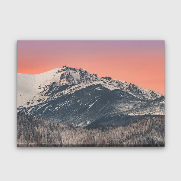 Karlı Dağ Zirvesi ve Gün Batımı Gökyüzü Kanvas Tablo 13469