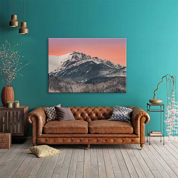 Karlı Dağ Zirvesi ve Gün Batımı Gökyüzü Kanvas Tablo 13469