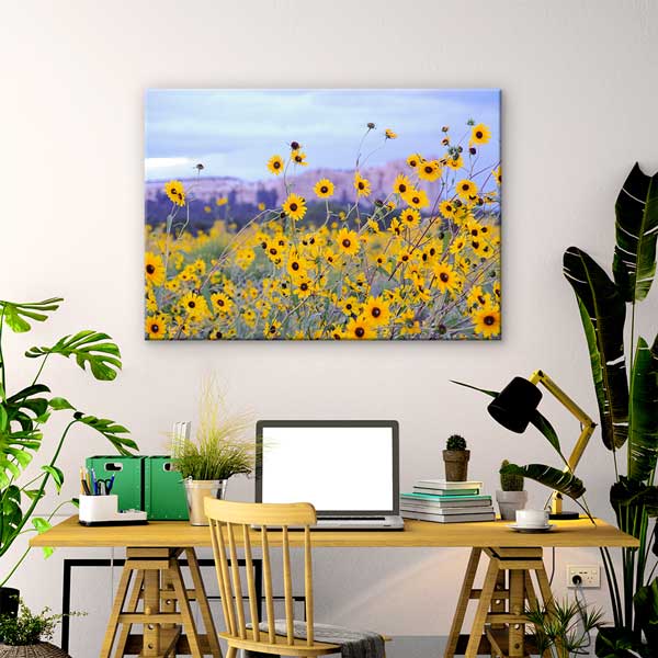 Sarı Yabani Çiçekler ve Bahar Ovası Manzarası Kanvas Tablo 13612