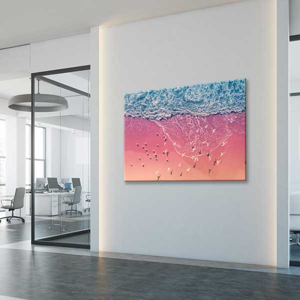 Pembe Sahil ve Kuşlar Kanvas Tablo 13316