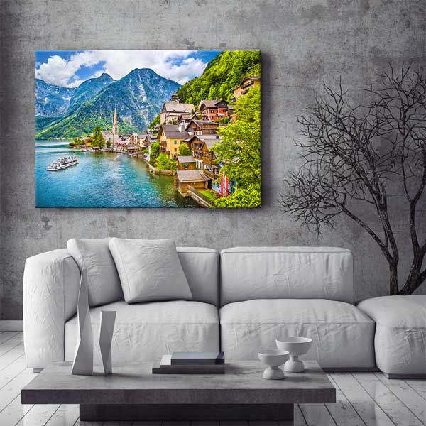wall-design-decor-13381-01 Hallstatt Göl Manzarası Kanvas Tablo 13381