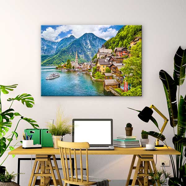 wall-design-decor-13381-02 Hallstatt Göl Manzarası Kanvas Tablo 13381