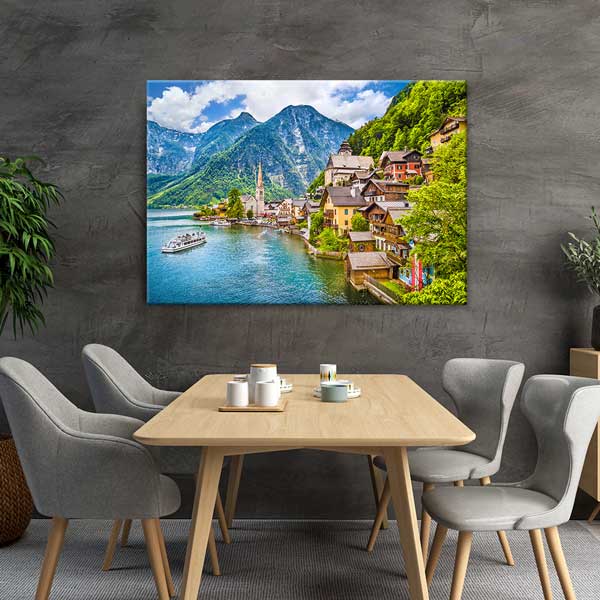 wall-design-decor-13381-03 Hallstatt Göl Manzarası Kanvas Tablo 13381