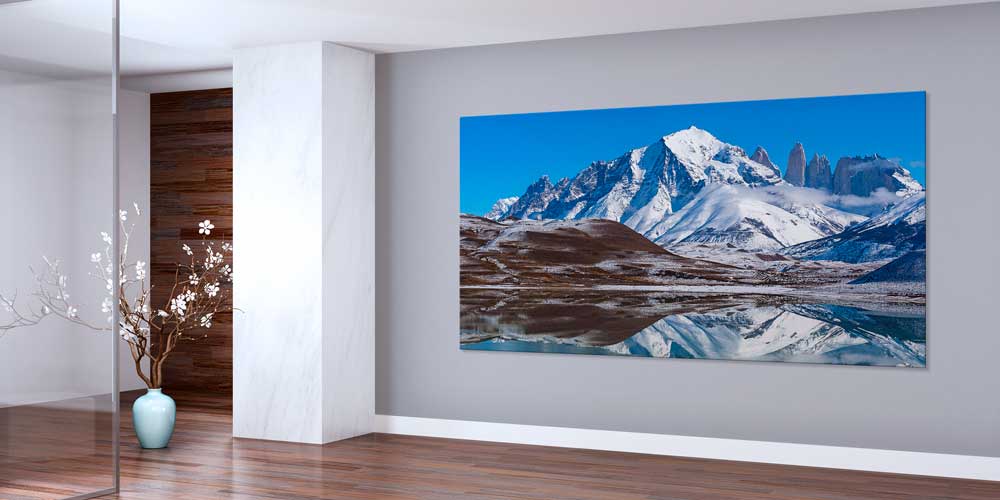 Karlı Dağlar ve Göl Yansıması Manzarası Büyük Ebat Duvar Dekoru 14117