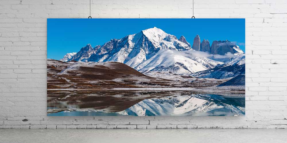 Karlı Dağlar ve Göl Yansıması Manzarası Büyük Ebat Duvar Dekoru 14117