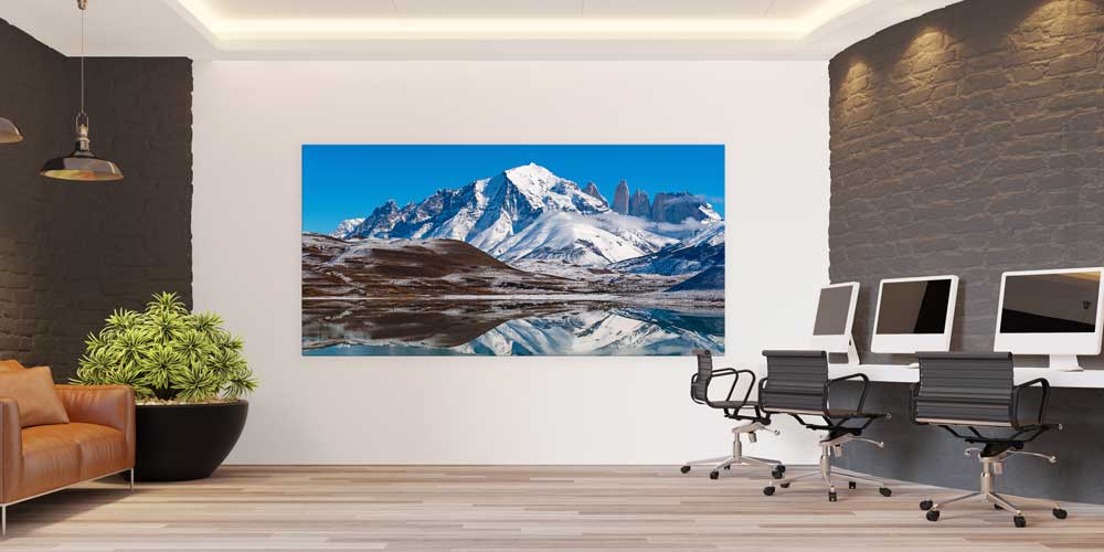 Karlı Dağlar ve Göl Yansıması Manzarası Büyük Ebat Duvar Dekoru 14117