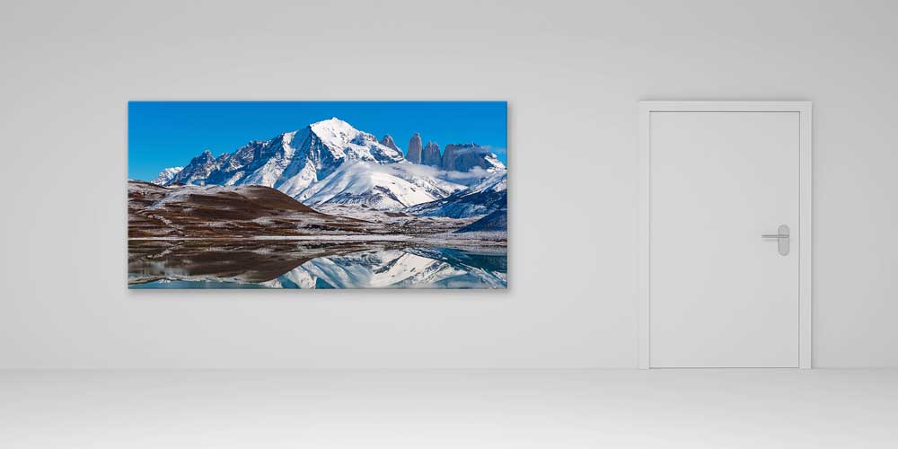 Karlı Dağlar ve Göl Yansıması Manzarası Büyük Ebat Duvar Dekoru 14117