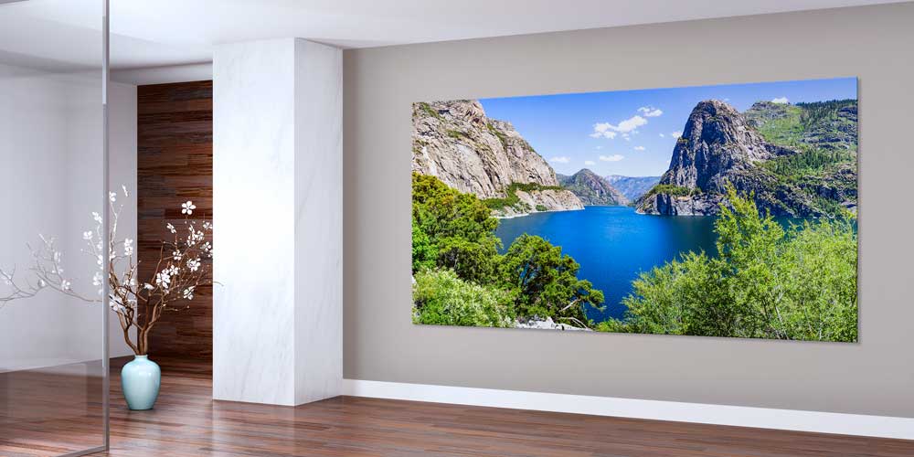 Kayalık Vadide Mavi Göl Manzarası Büyük Ebat Duvar Dekor Ürünü 14194