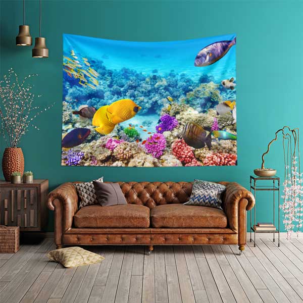 Tropikal Balıklar ve Renkli Mercan Resifleri Duvar Örtüsü 14301