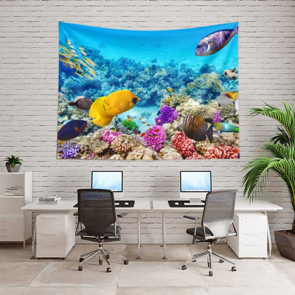 Tropikal Balıklar ve Renkli Mercan Resifleri Duvar Örtüsü 14301