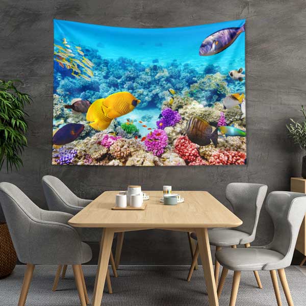 Tropikal Balıklar ve Renkli Mercan Resifleri Duvar Örtüsü 14301