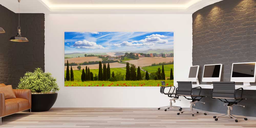 Toskana Vadisi Selvi Ağaçları Panoramik Büyük Ebat Duvar Dekoru 14205