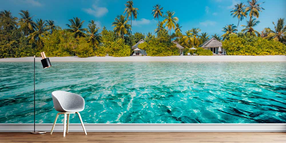 Tropik Sahil Turkuaz Deniz Panoramik Duvar Kaplaması 12886