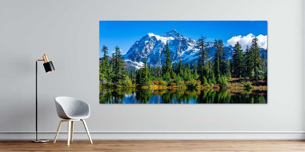 Karlı Dağ Zirvesi ve Orman Gölü Büyük Ebat Duvar Dekor Ürünü 14165